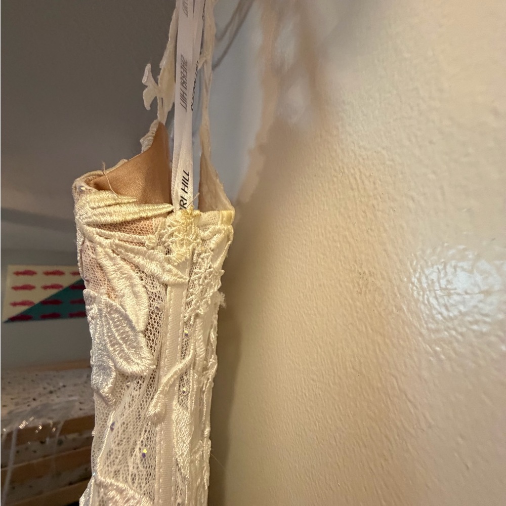 Sherri Hill White Ivory Nude long elegant formal prom dress - Picture 5 of 7